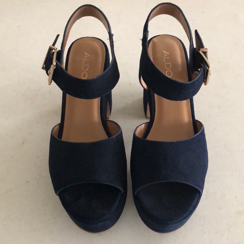Aldo chunky heel blue sandals